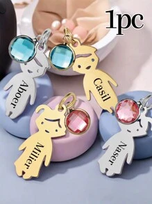 1pc Personalized Birthstone Custom Keychain With Name, Stainless Steel Personalized Keychain For Men Women With 1-5 Charms Custom Family Keyring Gift For Mother, Customized Name Keychain, Birthday Gift Cute, Adorable, Contracted, Funny, Kawaii, Stylish, Fall Fashion, Casual, Cuties Custom, Personalized, Unique, Customized Ideal Gifts For Him Family,For Office,For School,For Classroom,For Teacher Gifts,For University,For Colleague,For Dorm Rooms