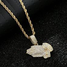 1 件复古麦克风和十字设计编织毛衣链，时尚百搭