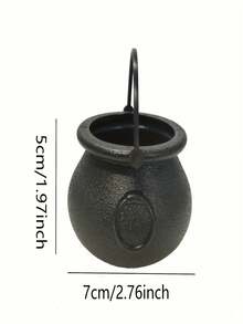 2/4 件装迷你黑色大锅万圣节迷你塑料糖果桶适用于万圣节不给糖就捣蛋派对礼品迷你黑色大锅 - 黑色 - 查看 3