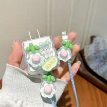 5pcs/Set Cute Floral 20W Charger Case, 18W Charger Head Protector, 15W Data Cable Protector Compatible With IPhone - Multicolor - View 5