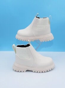 幼儿靴子靴子，全新软底，防滑，皮革，防水，易清洁，1-5 岁 - 米色 - 查看 6