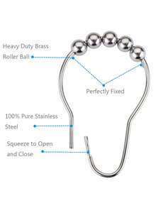 6-12pcs Shower Curtain Rings, Stainless Steel Shower Curtain Hooks Rings Rust Proof, Smooth Sliding Anti-Drop Double Shower Hooks For Shower Curtain, Rods, Shower Rod, Polished Nickel, Bathroom Shower Rods And Curtains. - Multicolor - View 9
