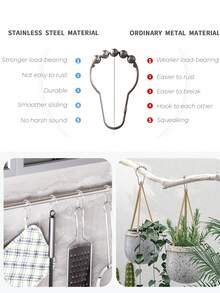 6-12pcs Shower Curtain Rings, Stainless Steel Shower Curtain Hooks Rings Rust Proof, Smooth Sliding Anti-Drop Double Shower Hooks For Shower Curtain, Rods, Shower Rod, Polished Nickel, Bathroom Shower Rods And Curtains. - Multicolor - View 7