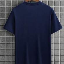 Men's T-Shirt Bear I'M OK Front/Back Print 100% Cotton Printed Shirt - 藏蓝色 - 查看 2