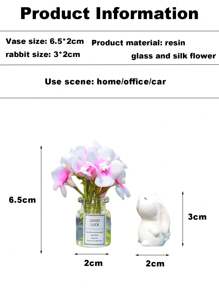 Mini Hydrangea Vase And Sniffing Rabbit Car Interior Decoration Ornaments Car Center Console Decoration Gadgets