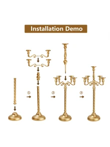 1 Pcs Tall 5 Arm Gold Candelabra Centerpiece For Table, 24.8'' Metal Candelabra Candle Holder, Retro Candelabra Table Centerpieces For Party, Events, Home, Wedding Decor,Halloween And Decorations - Two colors - View 7