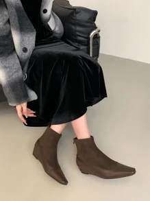 Damen Ankle Boots mit Blockabsatz und Keilabsatz, Kurzschaftstiefel, Damenschuhe mit mittlerem Absatz