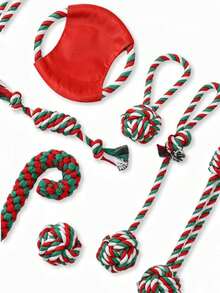 1pc Random Christmas Pet Toy, Christmas Pet Chew Rope Toy, Candy Cane Chew Toy, Dog Toys, Interactive Toys, Self Playing Toys, Christmas Gift