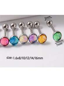 1pc Hypoallergenic 316L Titanium Steel Tongue Barbell, Fish Scale Gradients, 8/10/12/14/16mm Length, 7mm Diameter, 5mm Ball, 14G, Body Jewelry Piercing