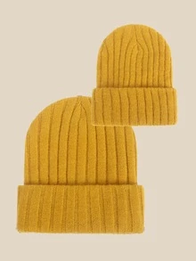 2PCS One Set Baby & Mama Winter Warm Hooded Hat , Soft Pullover Wool Cashmere Hat For Child And Mother, Knitted Hat - Family Set - View 13