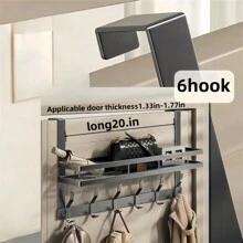Hook Storage Rack - Door Back Hook Towel Rack, Coat Hanger For Door, Fits 1.33-1.77 Inch Door Thickness, Easy To Install