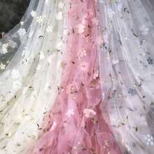 1 件 3D 刺绣网眼面料，公主蕾丝花卉刺绣服装面料，适用于 DIY 连衣裙，57 英寸宽 x 19.6/39.4/118/197 英寸长，80gsm - 多色 - 查看 1