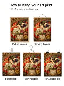 1pc Red Tattoo Female Canvas Wall Art Painting, Vintage Canvas Print Poster, Women Wall Artwork, Tattoo Wall Art Print, Home Decor, Unframed