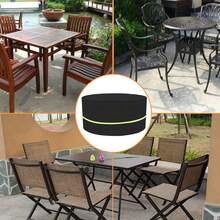 Outdoor Round Table Cover With Reflective Strips - Black Woven Polyester Fabric, Water-Resistant And Dust-Proof Patio Furniture Protective Cover For Garden And Yard,Bag,Organizer,Storage - Black - View 3