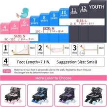 Roller Skates For Kids Boys Girls, Adjustable Quad Skates With Light Up Wheels For Toddler Little Kids Ages 6-12, Beginners Outdoor Sports - Purple - View 6