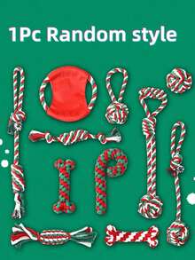 1pc Random Christmas Pet Toy, Christmas Pet Chew Rope Toy, Candy Cane Chew Toy, Dog Toys, Interactive Toys, Self Playing Toys, Christmas Gift