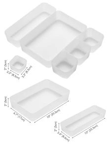5 Pieces Set /10 Pieces Set Frosted Plastic Drawer Organization, 3 Size Desktop Drawer Divider Organization And Storage Box Cosmetics, Jewelry, Gadgets, Bathroom, Kitchen, Office, Bedroom, Vanity,For Holiday Beach, Bathroom Collection, Bedroom Collection, Large Capacity