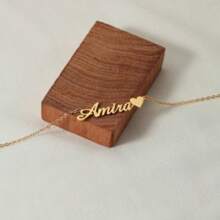 心形定制姓名项链、玫瑰金姓名项链、精致姓名项链、独特姓名项链、情人节礼物、周年纪念礼物 - Gold(金色) - 查看 3