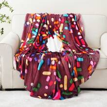 Chocolate Chip Cookie Blanket Adult Size, Soft And Comfortable Flannel Round Blanket, Giant Food Blankets That Look Like Food For Women/Teens/Men/Kids - 甜甜圈&咖啡 - 查看 3