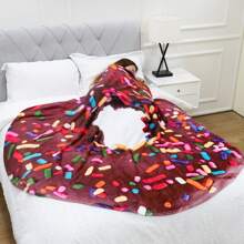 Chocolate Chip Cookie Blanket Adult Size, Soft And Comfortable Flannel Round Blanket, Giant Food Blankets That Look Like Food For Women/Teens/Men/Kids - 甜甜圈&咖啡 - 查看 5