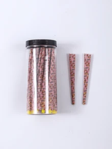 50 件/罐带尖头的图案印花草本预卷锥体、喇叭型草卷纸和无害天然材料高品质吸烟配件，是吸烟者的绝佳礼物，烟草店物品。 - 彩色 - 查看 6