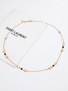 水鑽裝飾項鍊 - 銀色 - 查看 6