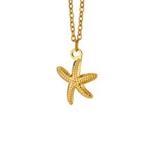 1PC 2025 Summer Starfish Shell Pearl Necklace For Women Men Gold Plated Choker Stainless Steel Jewelry Beach Vacation Gift