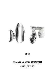 1pc Anel ajustável de metal assimétrico de aço inoxidável Anel de moda personalizado Anel de punho minimalista para mulheres para decoração diária Anel geométrico Anel de punho largo Anel ajustável
