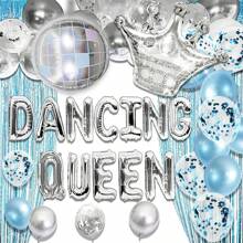Blue Dancin Queen Birthday Decoration Queen Of Dancing Party Decorations Mamma Mia Disco Birthday Party Decors 70s Disco Decoration - 銀色 - 查看 1