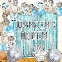Blue Dancin Queen Birthday Decoration Queen Of Dancing Party Decorations Mamma Mia Disco Birthday Party Decors 70s Disco Decoration - 銀色 - 查看 3
