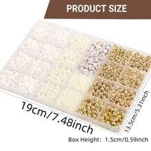 1 Box White Soft Polymer Clay Bead Necklace & Bracelet Making Kit, 15/24 Summer Jewelry Grid Set, 4mm 6mm 8mm 10mm Faux Pearl For Friendship Jewelry Making, DIY Beading Decor, Spacer Beads, Suitable For 8-12 Years Old Girls, Ideal Gift For Holidays - Pure White - View 6