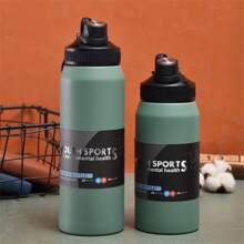 1pc Simple Large Capacity Stainless Steel Insulated Water Bottle Outdoor Hiking Sports Portable Straight Design Water Cup Customized