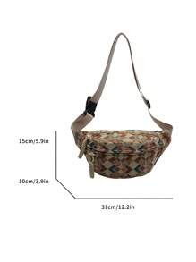 Unisex Waist Pack Crossbody Bag, Travel Hiking Running Fanny Pack, Fits Any Smartphone Wallet, Plaid Pattern, Fashion