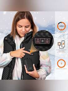 Heated Vest Women With 7.4V Battery Pack, Warming Vest 8 Heating Zones With 3 Heating Levels (Incl. Battery Pack) - 黑色 - 查看 4