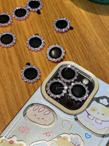 3pcs Rhinestone Eagle Eye Metal Lens Protector Film, Compatible With IPhone 17 Pro Max, 17 Air, 17 Pro, 16e, 16, 15, 14, 13, 12, 11 Pro Plus Max Mini, High Hardness, Easy Installation, Friendly To Phone Case, Pink - Pink - View 10