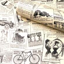 1 rollo de papel de periódico vintage como decoración de pared para dormitorio, sala de estar, fondo, papel tapiz adhesivo para restauración de muebles y armarios, elementos decorativos primaverales para refrescar su hogar, pegatinas de decoración Rama - Multicolor - Ver 4