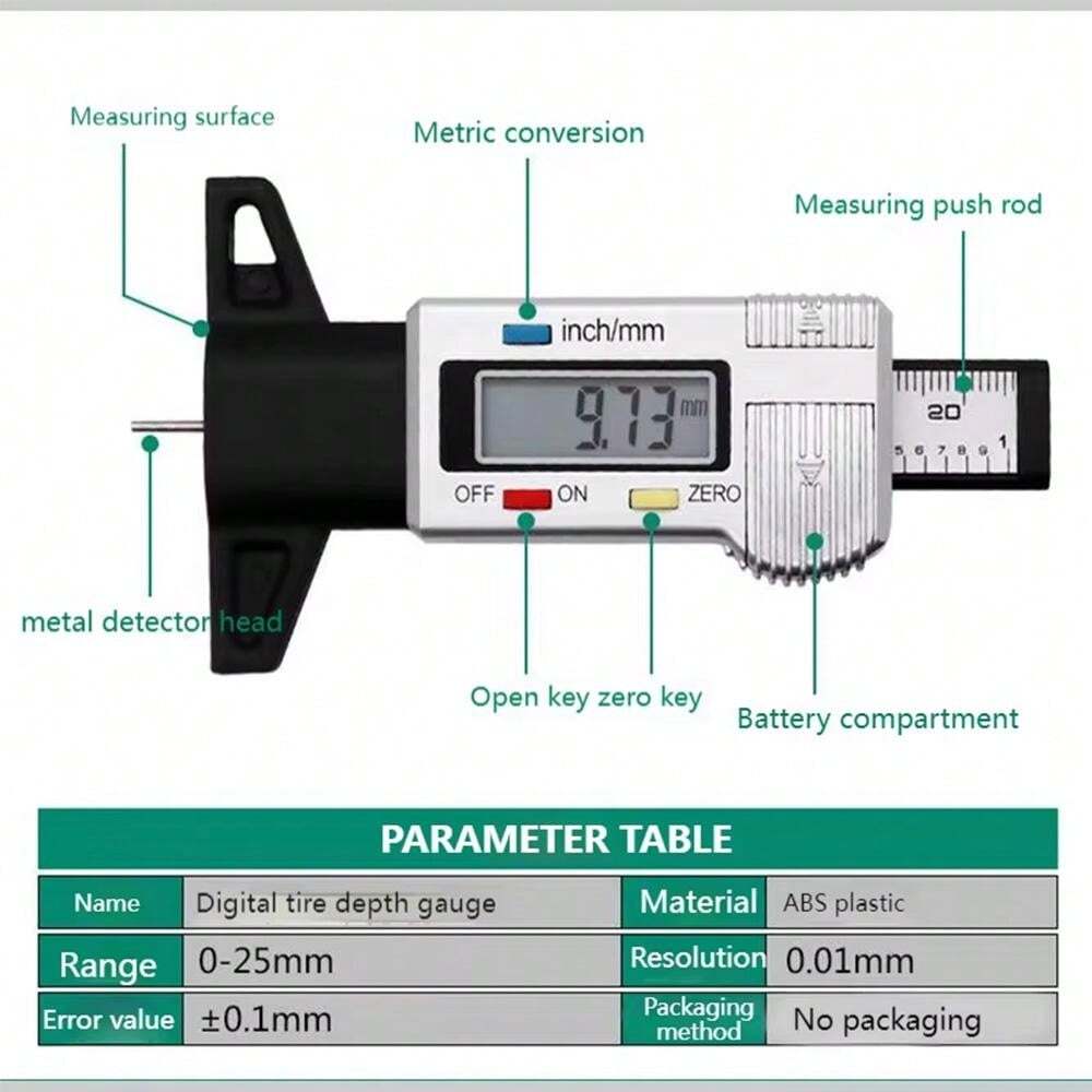 YMYNY Jauge De Profondeur De Bande De Roulement De Pneu - Outil De Mesure De Profondeur 0 11 Mm0 043 Diametre Du Cadran 44 Mm 17 Manometre Pour Voiture Camion Velo Moto 86440045