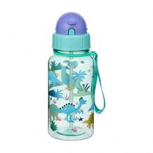 1pc 500ml Cute Cartoon Print Water Bottle With Straw For School Leak Proof & Easy Clean & Carry Handle, For Outdoor, Camping