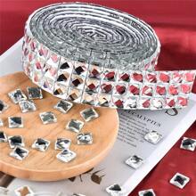 1 rollo de pegatinas de azulejos de fibra de vidrio autoadhesivos 3D - Estilo contemporáneo, calcomanías de mosaico de rhinestone para decoración de paredes DIY, decoración del hogar, pegatinas, calcomanías de pared, calcomanías de vinilo para decoraciones del hogar, artículos de decoración de primavera para refrescar tu hogar, pegatinas de decoración de ramas