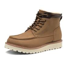 Men's Moc Toe Boot Fashion Comfort Casual Wedge Boots Fluff Lining - 棕色 - 查看 1