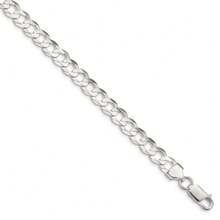 The Black Bow 6.75mm Sterling Silver Solid Concave Beveled Curb Chain Bracelet