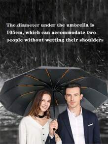 24-Bone Automatic Umbrella, Wind-Resistant, Men's Essential Business Accessory, Dual-Purpose Anti-UV Canopy For Sun And Rain Protection For School, Office, Household, Travel, Back To School Supplies Summer Cooling,Beach,Travel