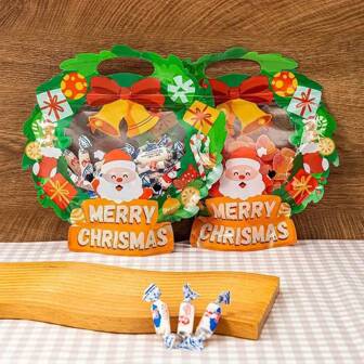 10pcs Christmas Gift Bags - Festive Atmosphere Self-Sealing Bags, Suitable For Cookies And Candies, Holiday Party Gifts And Decor