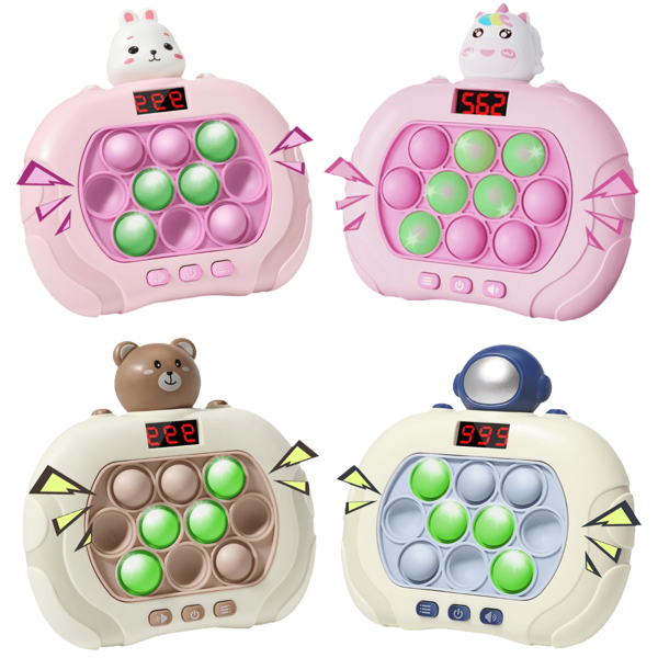Juguete Fidget decorativo de Navidad para niños y adultos, con 6 modos de juego rápido con pantalla LED, juguete de alivio del estrés con luces, para interacción entre padres e hijos, gran regalo de Navidad para niños de 3+ años (Conejo Oso) (Batería no incluida | Luz roja y verde aleatoria)