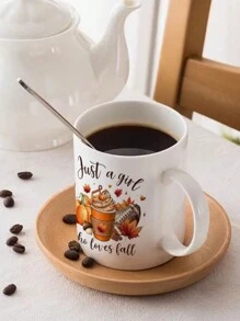 1pc 11oz Fall Coffee Mug Ceramics,Thanksgiving Pumpkin Mug Just A Girl Who Loves Fall,Fall Decor,Pumpkin Spice,Insulated,Reusable,Holiday Gifts,Marry Christmas Gifts,It's Fall Y'all, Autumn Decor,Friends' Birthday Anniversary Festival,Party