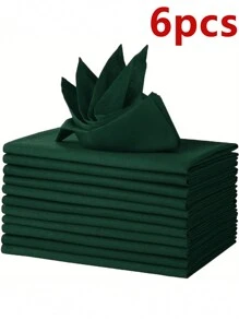 2/6/12条装圣诞装饰餐巾，加厚防皱纯色布餐巾，适用于节日派对和宴会