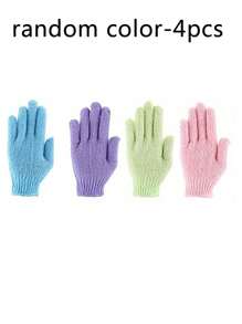 4/2/1pc Random Color Revitalizing Exfoliating Bath Gloves - Double Texture Gloves For Deep Cleansing & Polishing - Ideal For Spas, Massages & Body Scrubs - Soft & Durable Bathing Accessories