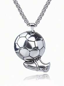 suteyi 1 Football Pendant Necklace, Fashionable Retro Titanium Steel Boy Necklace, A Gift For Football Enthusiasts