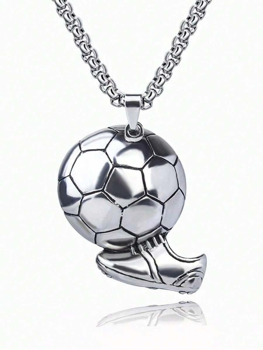suteyi 1 Football Pendant Necklace, Fashionable Retro Titanium Steel Boy Necklace, A Gift For Football Enthusiasts