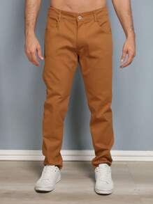 Estone Men's Skinny Jeans With Elastane - Rust Brown - View 5